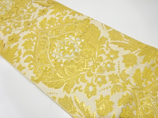 アンティーク　花更紗模様織り出し袋帯（材料）